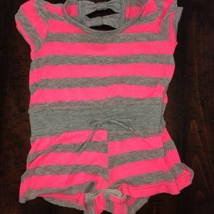 Pink and Grey Striped Onsie
